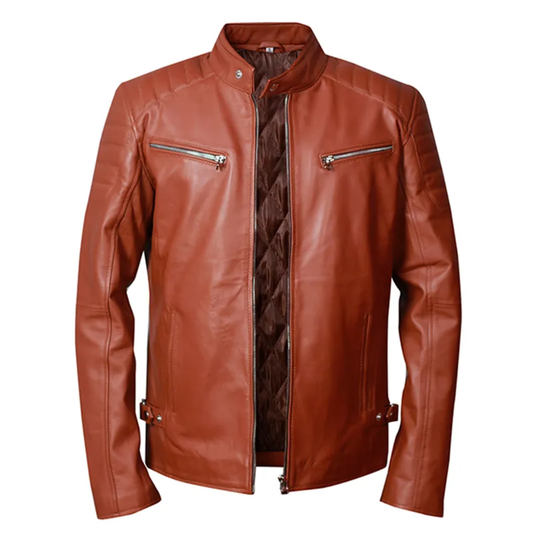 Men’s Cafe Racer Brown Retro Style Biker Leather Jacket