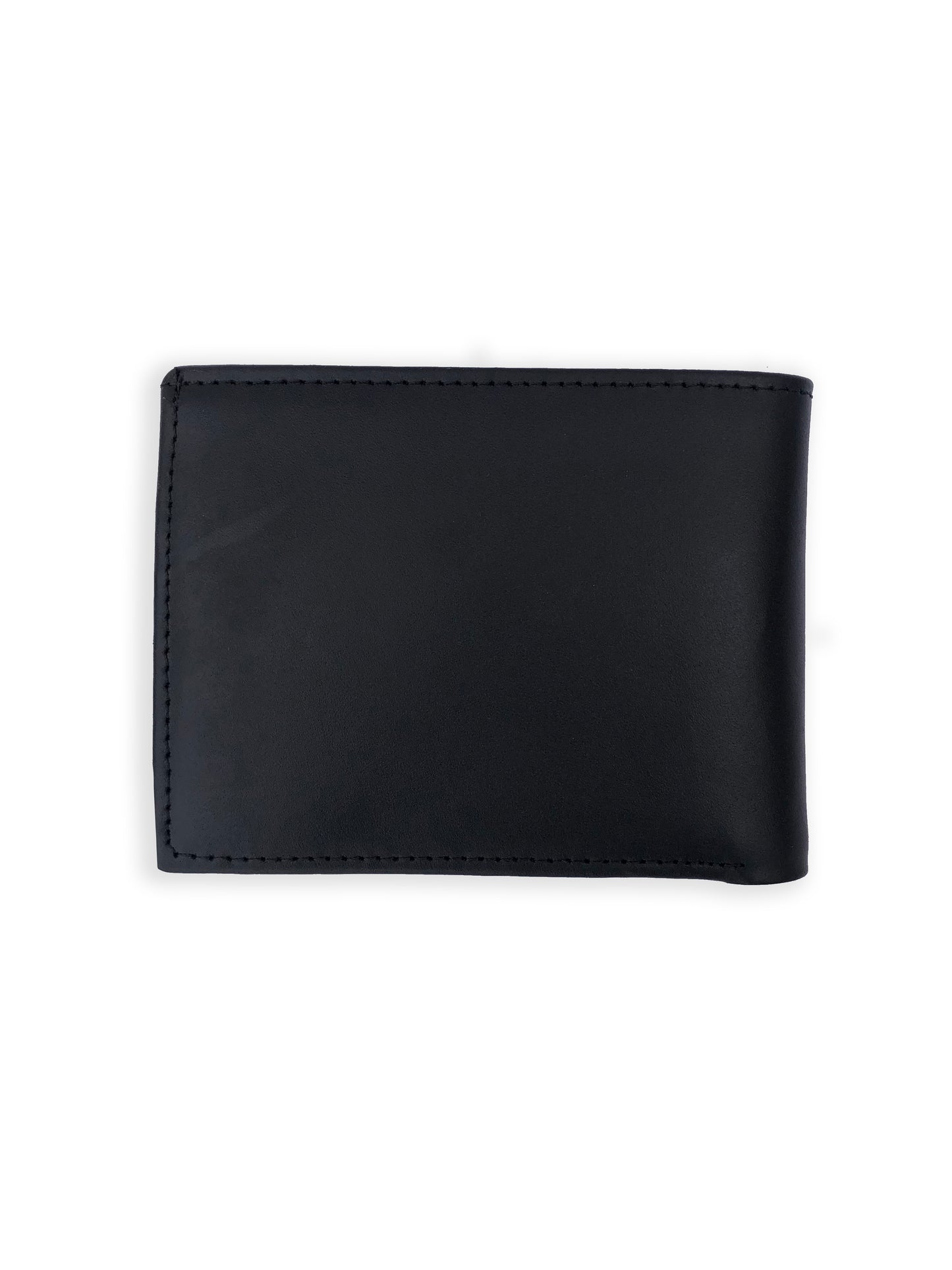 Black Leather Bi-Fold Wallet with Secure Zip Pocket