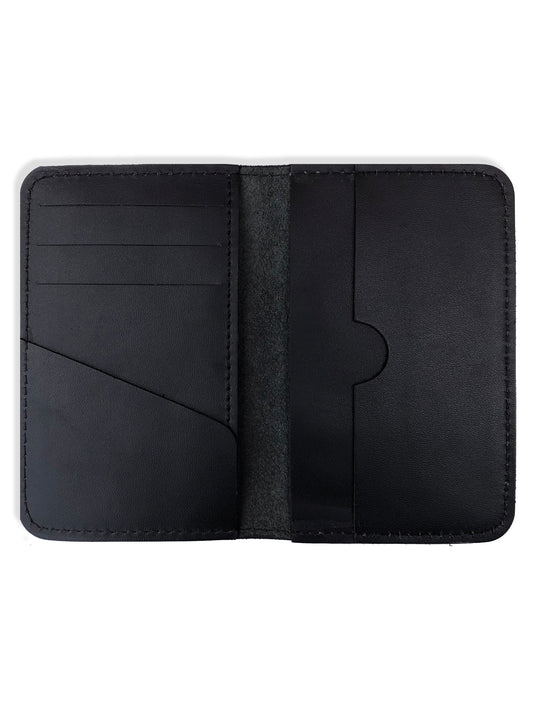 Black Cow Leather Card Holder Wallet – Slim Bi-Fold.