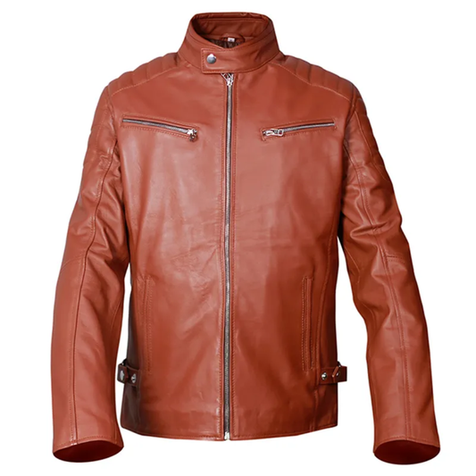 Men’s Cafe Racer Brown Retro Style Biker Leather Jacket