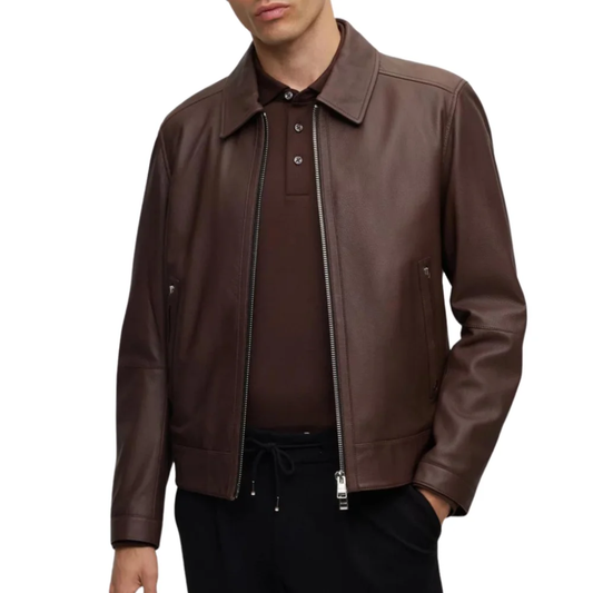 Men’s Allan Lambskin Dark Brown Leather Jacket