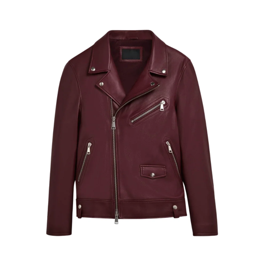 Men’s Edward Maroon Biker Leather Jacket