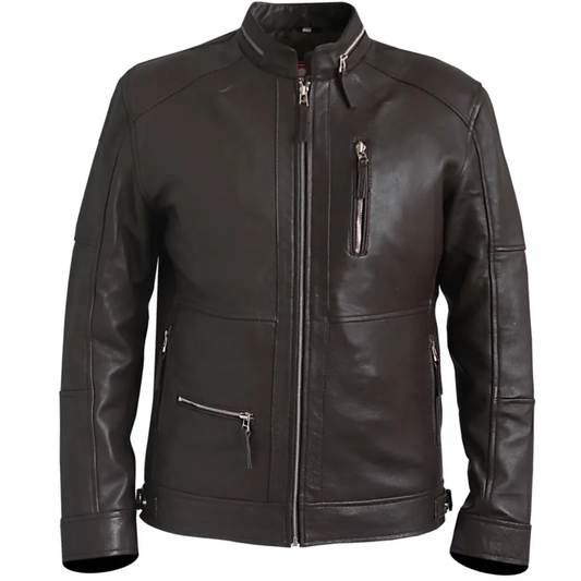 Men’s Distressed Dark Brown Biker Leather Jacket
