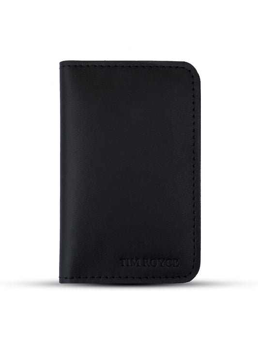 Black Cow Leather Card Holder Wallet – Slim Bi-Fold.